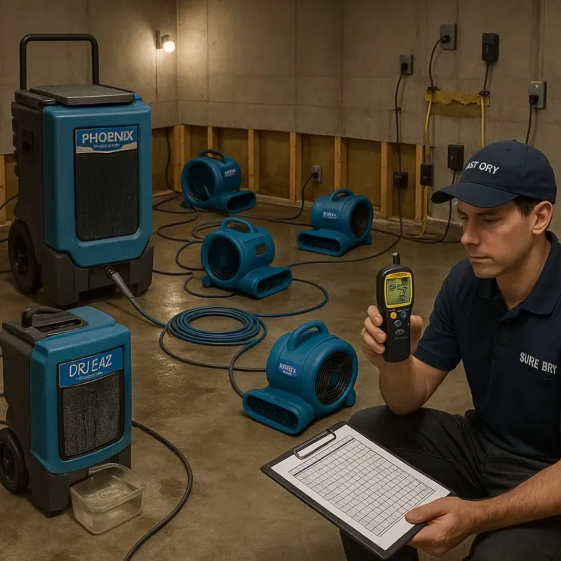 Structural Drying and Dehumidification process in Westlake, LA